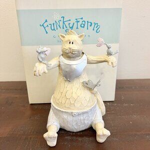 Funky Farm Whimsical Camille Cat With Mice Hearts Resin  Bird Butterfly